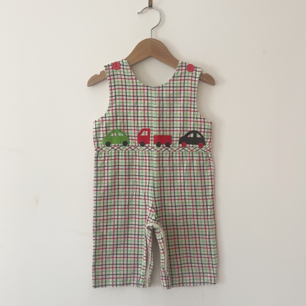 VINTAGE RAGLANDS Plaid Brushed Cotton Car Appliqué Longall